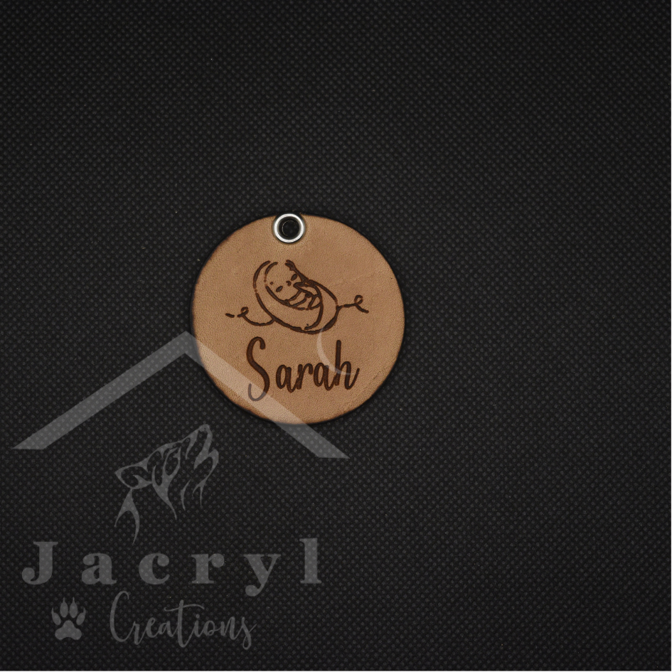 Leather Name With Outlined Image - 50x50mm