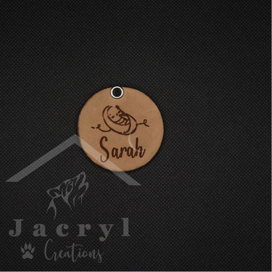 Leather Name With Outlined Image - 50x50mm